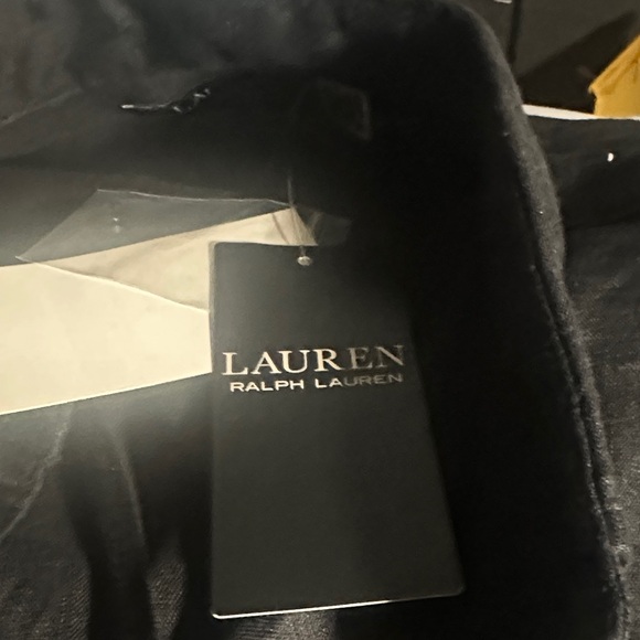 RALPH LAUREN Black Short-Linen Sleeve Button Front Shirt - Women's Top - Picture 6 of 6